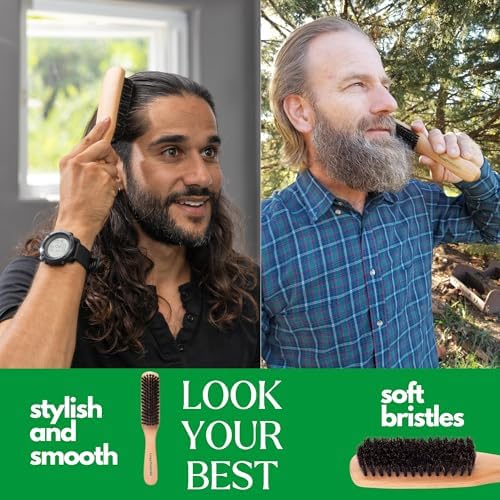 GranNaturals Boar Bristle Slick Back Hair Brush - Large Soft/Medium Smoothing Hairbrush to Style, Polish, & Lay Hair Down Flat to Create a Sleek Frizz Free Hairstyle for Women and Men - Image 6