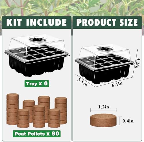 Zeedix 6 Set Seed Starter Tray Kits with 90 Pack Coco Coir Pellets - Image 5