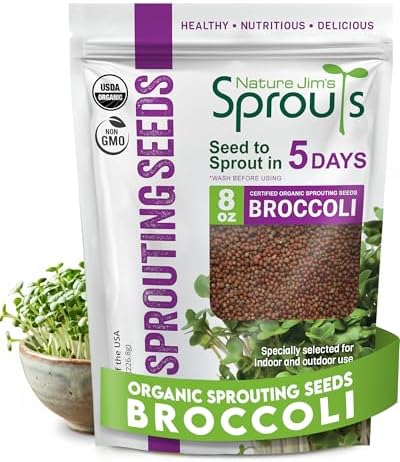 Nature Jim's Sprout Organic Broccoli Seeds – Non-GMO, Sprouting Seeds - 8oz by NatureJimsSprouts