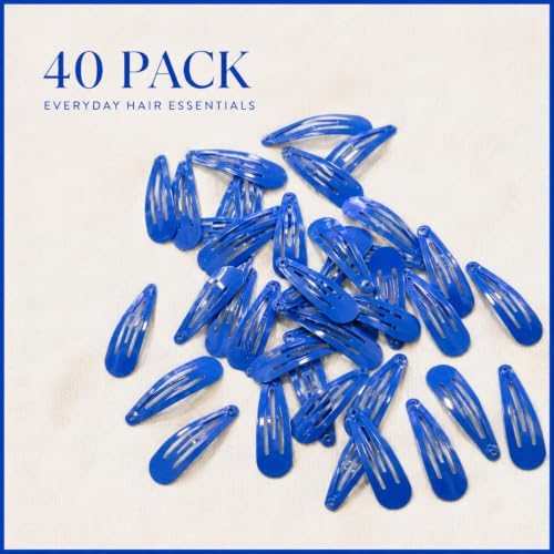 Blue Hair Clips for Women and Girls, 2 Inch Metal Snap Clips 40 Pack - Image 5