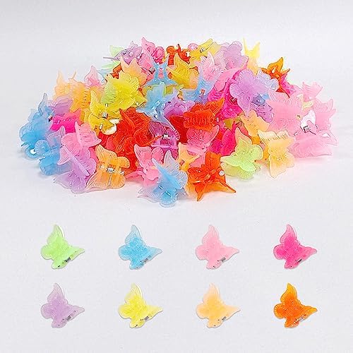 100 Pieces Assorted Color Butterfly Hair Clips, Beautiful Mini Butterfly Hair Clips Hair Accessories for Women and Girls (Jelly color) - Image 2