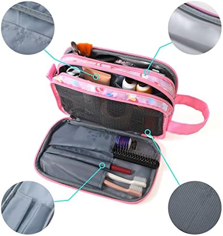 Kids Toiletry Bag for Girls, Travel Toiletry Bag for Little Young Girls Cosmetic Bag Makeup Bag Waterproof Hanging Wash Bag Toddler Toiletries, Unicorn Pink - Image 3