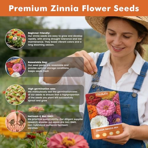 Zinnia Seeds for 2026 Planting, 5000+ Flowers Seeds, 7 Colors Mix - Image 7