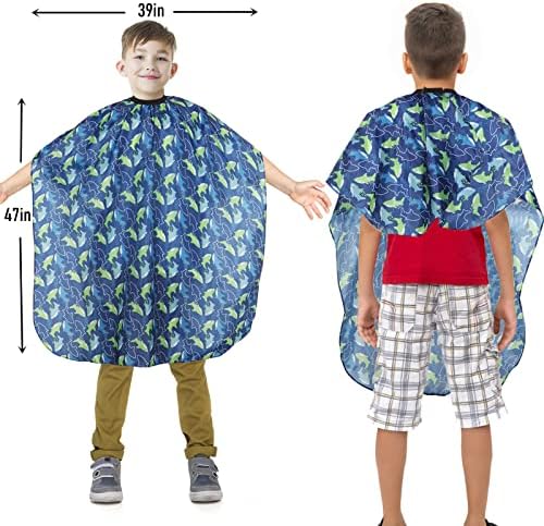 Kids Barber Cape with Neck Duster Brush, Salon Hair Cutting Cape - Image 2