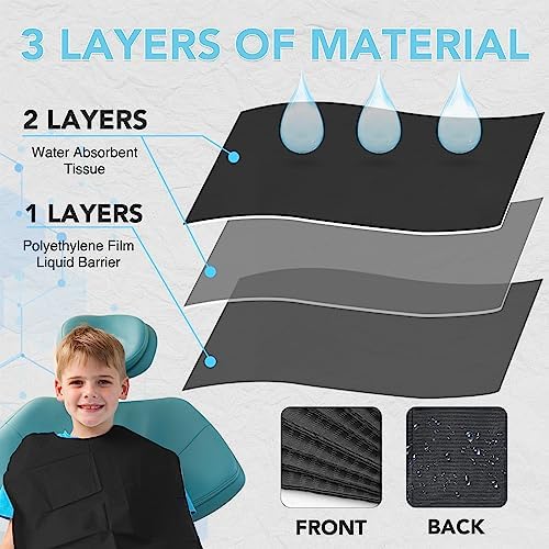 80 Pack Disposable Dental Bibs 13"x18", 3-Ply Waterproof Tattoo Bibs Sheet for Nail Salon, Dental Clinic, Feeding, Tattoo Shop (Black) - Image 3