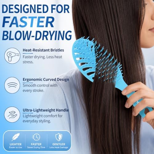 Vented Detangling Brushes for Wet & Dry,Curly Straight Thick Hair - Image 7