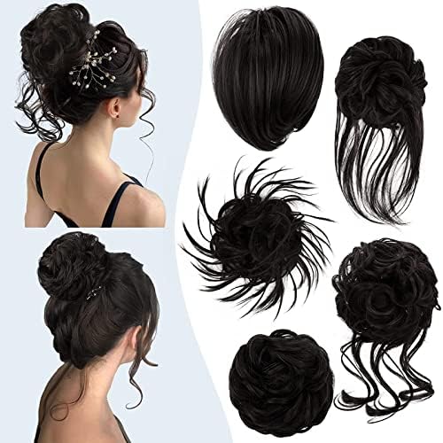 HMD 5 Pieces Messy Hair Bun Hairpiece Tousled Updo for Women by HMD