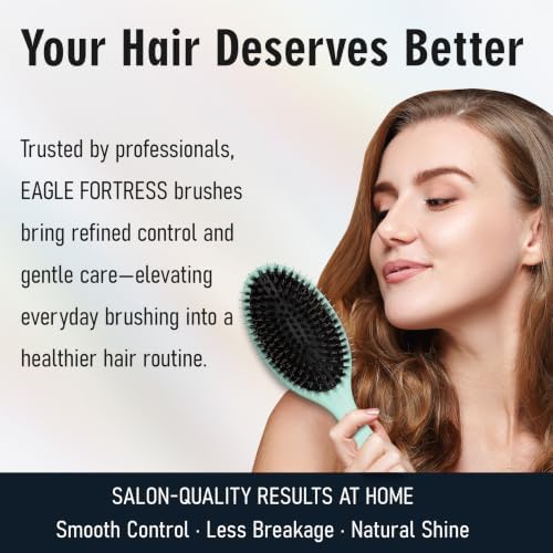EAGLE FORTRESS Boar Bristle Hair Brush for Fine Hair & Extensions,Turquoise - Image 6