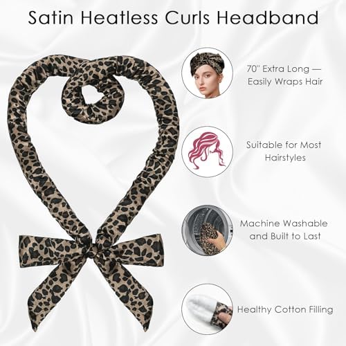weiwei Satin Heatless Curls Overnight Hair Curler Headband, No Heat Curls Overnight Hair Curlers to Sleep In, 70" Hair Curlers No Heat, 9 Pcs Satin Heatless Curling Set for Women Long Hair - Image 4