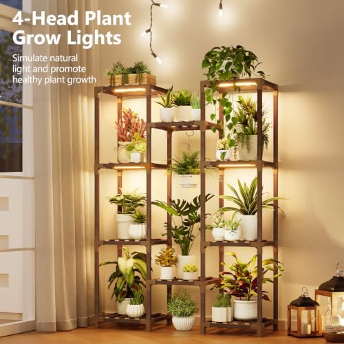 Plant Stand Indoor Outdoor, 10 Tiered Plant Shelf Wood Plant Rack - Image 2