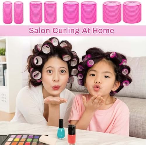 Rollers Hair Curlers 49 Pcs Set with 24Pcs Self Grip Hair Rollers 4 Sizes and 24 Pcs Hair Clips for Blowout Look Long Medium Short Thick Hair Volume - Image 2