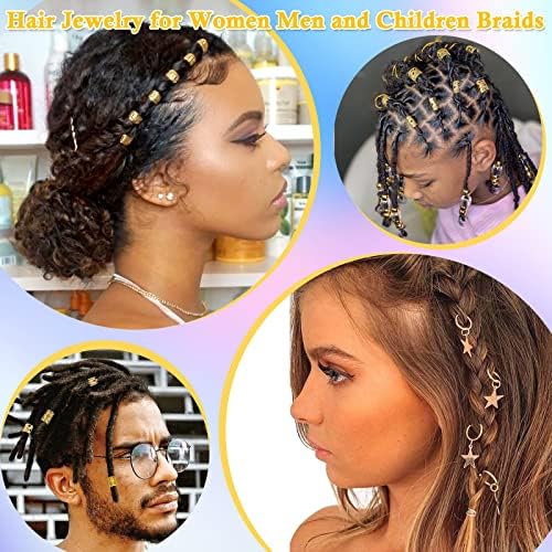 Lucomb 259 Pcs Hair Jewelry, Hair Accessories for Braids Gold Loc Jewelry for Hairs Dreadlocks Braid Jewelrys Hairs Cuffs Clips Dreadlock Accessories for Women's Loc Charms Rings Decoration - Image 6