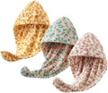 3 PCS Hair Towel Wrap Cute Pastel Floral Print Microfiber Fleece Hair Drying Towel Cap Soft Quick Dry for Women Bath Spa (Leopard) by Unknown