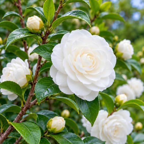 Sea Foam Camellia Shrub - 16-22" Tall Live Plant - 3 Gallon Pot - Image 4