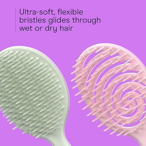 Conair Beyond Gentle Mini Hair Brush Set with Strawberry & Avocado Charms, 2-Pack Detangling Brushes for Wet & Dry Hair, Soft Flexible Bristles, Vented Brush, Compact Travel Size - Image 3