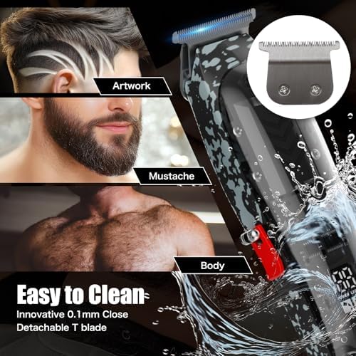 Professional Hair Clippers for Men, Cordless Barber kit for Hair Cutting & Grooming, Hair Clippers and Trimmer Set for Barber Haircut with LED Display, 8 Fade Taper Combs(Black Set) - Image 6