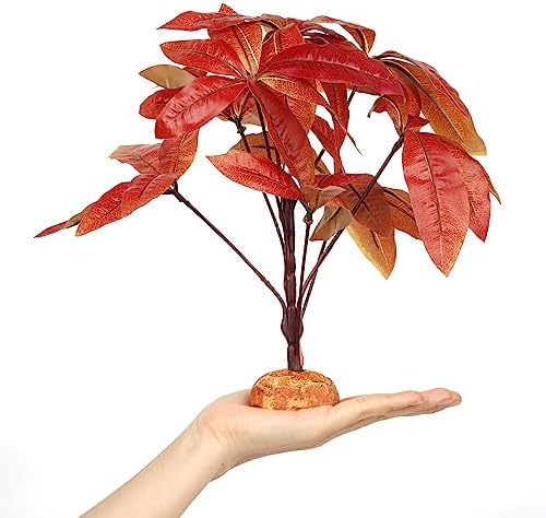Fake Red Money Tree Reptile Terrarium Decor, for Snake Gecko Tank - Image 3