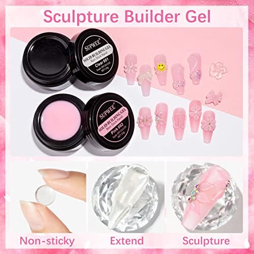 Solid Builder Gel for Nail Extend Clear Pink Non-Stick Hand Sculpture Gel - Image 4