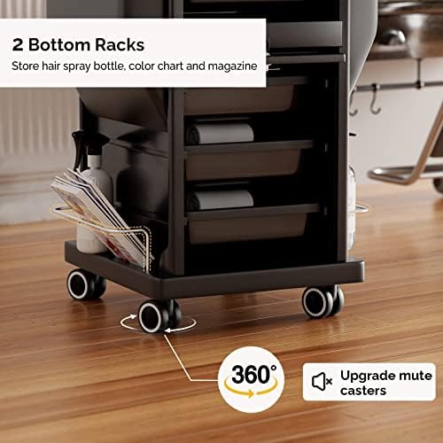 Hair Cart Organizer with Wheels 6 Drawers, Locking Salon Rolling Cart Utility Caddy for Hair Stylist Barber, Mobile Tattoo Hairdresser Storage Station Hairstylist Trolley Hot Tools Holder - Image 6