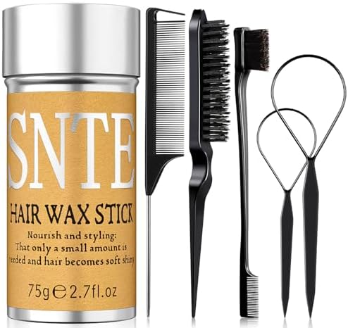 Hair Wax Stick - Slick Back Hair Brush Set 6Pcs, Wax Stick for Hair Flyaways, Bun Accessories, Non-greasy Styling Cream for Women, Kids & Teen Girls by SamnyteSNTE