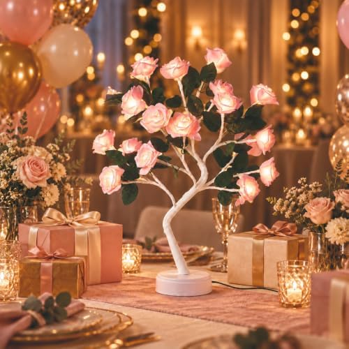 Rose Tree Lamp,Tabletop Decoration,Bonsai Light Tree for Rooms - Image 6