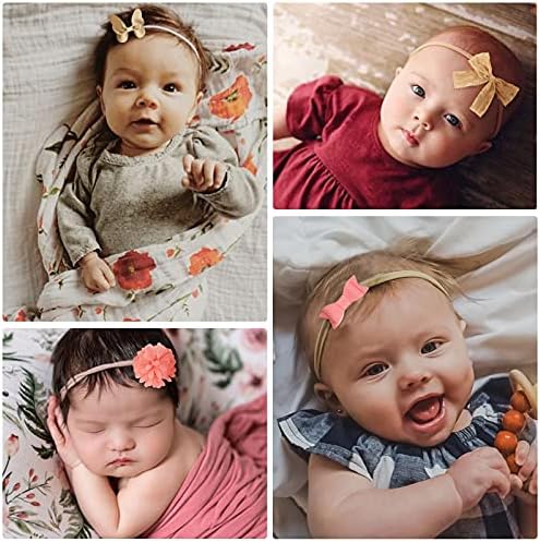 BQUBO Baby Girl Headbands with Bows Nylon Hairbands Handmade Hair Accessories for Newborn Infant Toddlers 10 Pack - Image 7