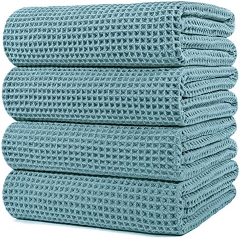 POLYTE 430 GSM Poly Blend Microfiber Quick Dry Waffle Bath Towel, 30x60 in by Polyte