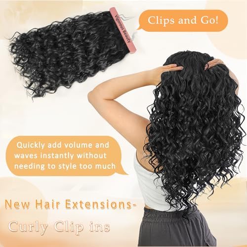 Vigorous Curly Clip In Hair Extensions,4PCS 16 inch Thick Curly Hair Extensions Lace Weft Clip Ins Invisible Natural Synthetic Hairpieces for Women,Light Brown(Z1#) - Image 2