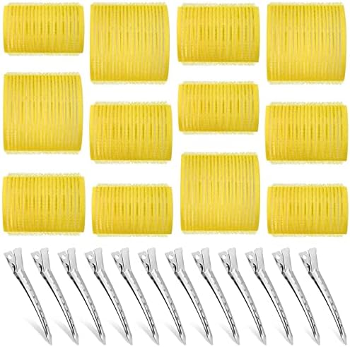 Self Grip Hair Rollers Curlers Set - 24 Pieces with 3 Sizes (4 Jumbo, 4 Large & 4 Medium) and 12 Clips for All Hair Types by shynek
