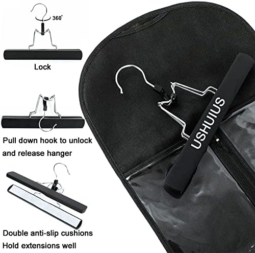 2Pcs Hair Extension Holder, Extra Long Wig Storage Bag with Hanger, Hair Extensions Wig Storage for Multiple Wigs, Hairpieces, Portable Travel-Ready Hair Extensions Bag (31.5 Inch, 2Pcs Black) - Image 2