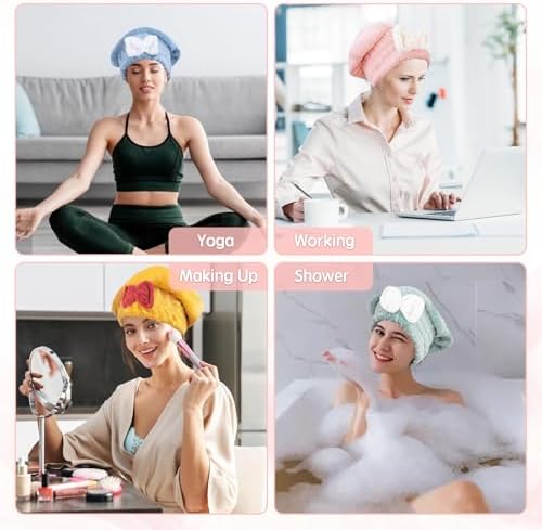 Microfiber Hair Drying Caps, 5-Pack Extra Soft and Ultra Absorbent - Image 5