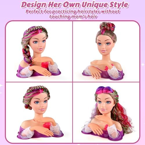 Princess Hair Styling Doll Head Makeup Kit for Girls, Hair Salon Set - Image 7