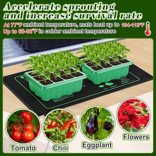 6 PCS Durable Seedling Heat Mat for Plants - 10'' x 20.5'' Bulk Seed Starting Heating Mat for Indoor Grarden Greenhouse, Waterproof Warm Hydroponic Seed Mat for Plant Germination Growth - Image 4