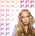 30PCS Mini Bow Hair Clips 5 Colors Cute Hair Bows Clip Kawaii Hair Ribbon Clips Satin Beige Purple Pink Bow Hair Accessories for Girls Women by YAEISM