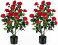 Goplus 35.5’’ Artificial Camellia Tree, Flower Plants Artificial Tree by Goplus