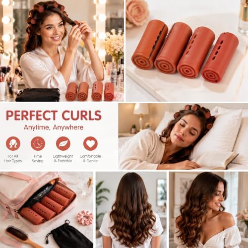 WILLBOND 24 Pcs Large Perm Rods Plastic Hair Rollers, Brown, Jumbo - Image 6