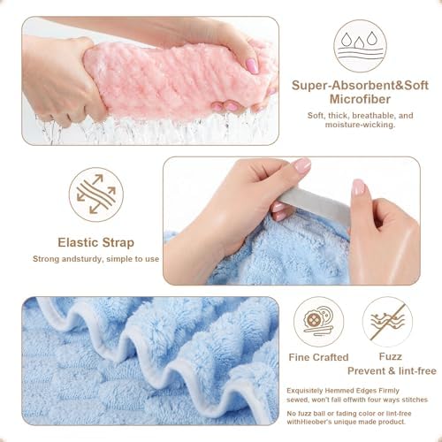 Super Soft Microfiber Hair Towels 2-Pack Lage Size (24x42 inch) for Women - Image 4