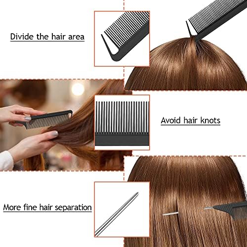 TsMADDTs 3Pack Hair Styling Tools Set with French Braid Loop, Rat Tail Comb, and Metal Pin Tail Braiding Comb, Black - Image 4