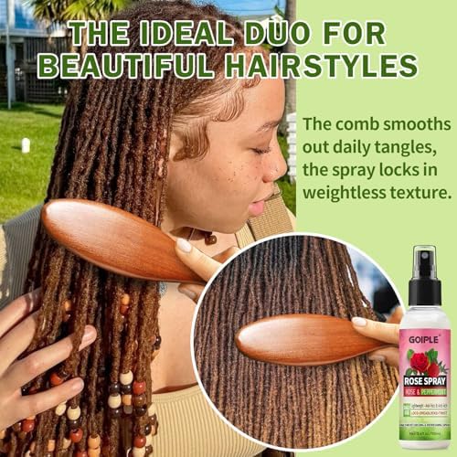 Rose Water for Hair Loc Spray Refreshing for Locs - Rose Water Hair Scalp Moisturizer Hydrating Dreadlock Rosewater & Peppermint Spray - Loc Brush for Dreads Comfortable Massage Wide Tooth Comb (2PCS) - Image 5