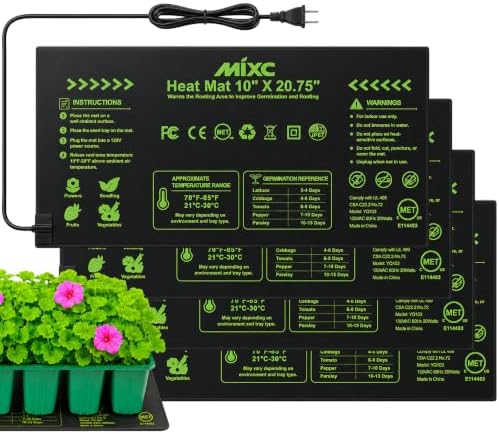 MIXC 10" x 20.75" Seedling Heat Mat, Heating Mat for Seed Starting 4 Pack by MIXC