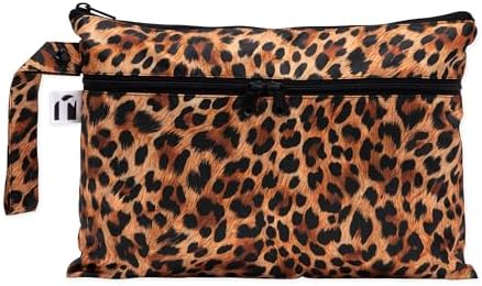 Bumkins Roamio Waterproof Wet Dry Clutch Bag for Baby, Travel, Swim Suit, Cloth Diaper, Pump Part, Pool, Gym Clothes, Beach, Toiletry, Hook to Stroller, Pack for Daycare, Zip Pack Pouch, Leopard Print by Bumkins
