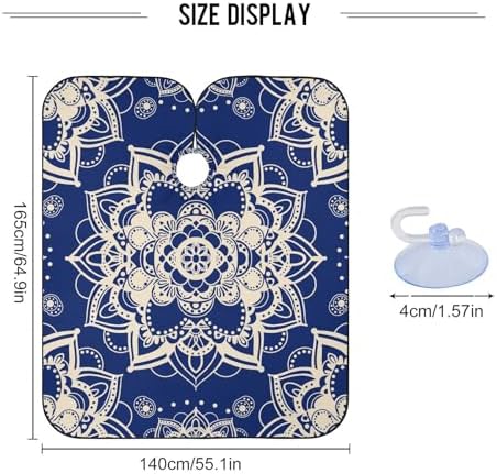 ALAZA Blue Mandala Barber Cape for Men Women, Waterproof Haircut Apron Beard Shaving Bib Hair Cutting Cloth 55 x 65 Inch - Image 3