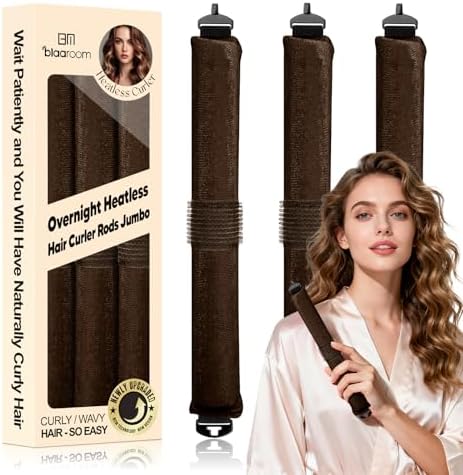 Heatless Curls Overnight, Satin Curling Rods to Sleep in, 3 Pcs by BLAAROOM