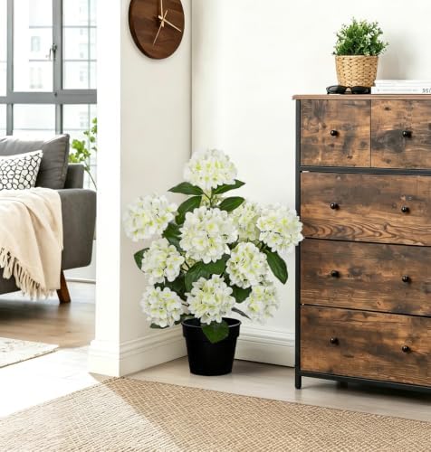 2.2FT White Hydrangea Artificial Flowers Tree 2 Pack Faux Hydrangea Potted - Image 5