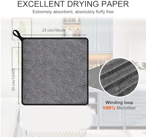 Cleaning Wipes Cloths,5pcs Cleaning Drying Towels,Shower Doors Drying Towels,12 * 10” Streak Free Glass Window Car Mirror Super Absorben Microfiber Cleaning Cloths Cleaner(5pcs grey12*10”) - Image 6