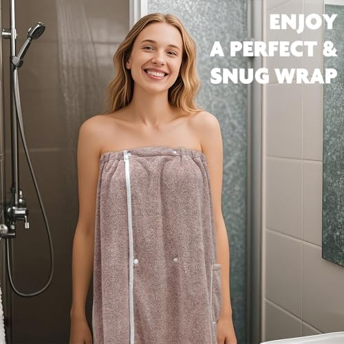 SINLAND Bath Wraps for Women After Shower Body Towel Wrap, Pink, 28"x54" - Image 5