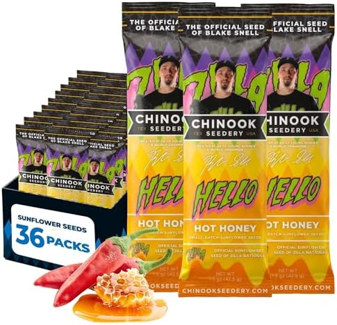 Chinook Seedery Sunflower Seeds to Eat - Hot Honey - 1.5 oz, 36 Pack by ChinookSeedery