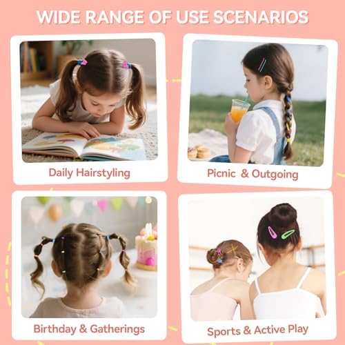 TsMADDTs Elastic Hair Ties, Colorful Hair Accessories for Baby Toddlers Kids Girls, 26 Colors Small Rubber Bands Set with Ties and Clips, Styling Tools - Image 7