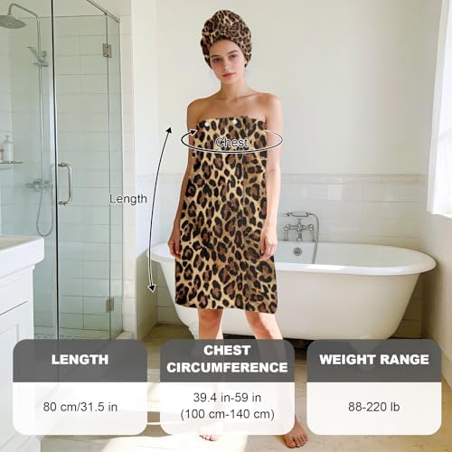 Absorbent Bath Towel Wrap Set (32 X 60 in), Leopard Print Towel Wrap - Image 3