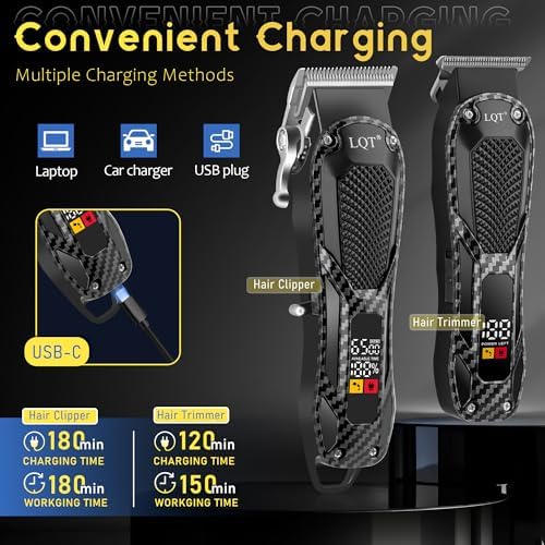 Professional Hair Clippers for Men Rechargeable Cordless Beard Trimmer & Electric Shaver, Hair Cutting Kit with LCD Display Gift for Dad, Husband, Men - Image 5